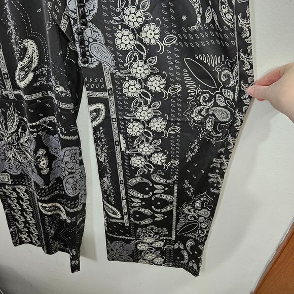 Rachel Zoe Paisley Wide Leg Silky Pants Elastic Waist Womens Size Small - Picture 4 of 8